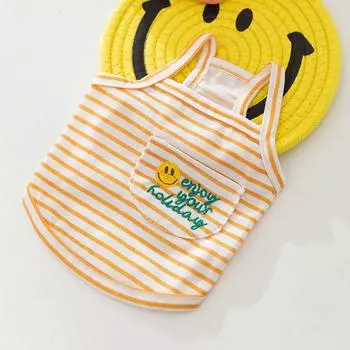 Summer Breathable Striped Suspender Thin Teddy Bigbear Two Feet Small and Medium Dog Puppy Cat Pet Dog Clothing L (recommended weight 8-5.5 kg)