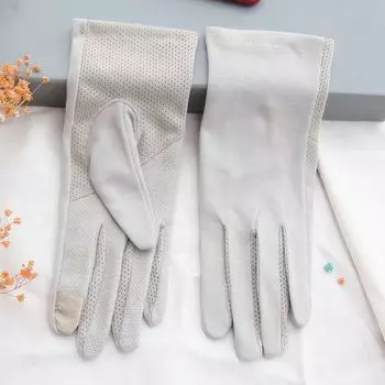Summer Breathable Women Thin Sunscreen Touch Screen Gloves Driving Cycling Driving Women Solid Non-Slip Simple Gloves Grey All yards