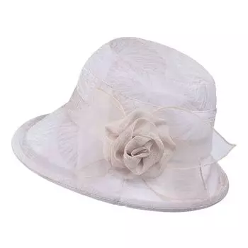 Summer Bucket Hat Sun Hat Female Net Yarn Flowers Bucket Hat Thin Breathable Foldable Ladieswear Sun Protection Sun Hat 8753-beige [light cool feeling]]