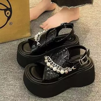 Summer Buckle Women Chunky Sandals Fashion Women Open-toe Beach Sandals Elegant Party Ladies Casual Wedges Shoes Sandalias Mujer 35