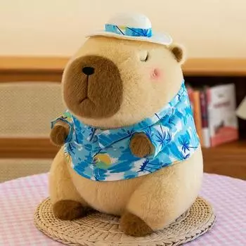 Summer Capibara Anime Fluffty Toy Beach Clothes Capybara Plush Doll Birthday Gift 24cm-style 2