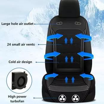 Летняя автомобильная вентиляционная подушка для сиденья 12 В/24 В, универсальная, охлаждающая воздухом, мягкая накладка для сиденья с быстрой вентиляцией и охлаждением чёрный