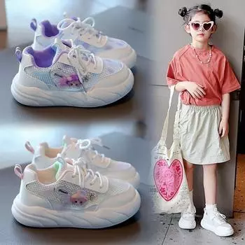 Summer Cartoon Children s Mesh Breathable Low Top Board Shoes Girls Wear-Resistant Soft Sole Sneakers