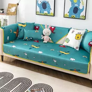 Summer Cartoon Sofa Cushion Ice Silk Summer Mat Universal Non-Slip Fabric Living Room Rosewood Sofa Cushion Summer Cushion Cover Army Green(Flying) 60 * 60cm