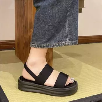 Летние повседневные пляжные модные женские сандалии 35 чёрный