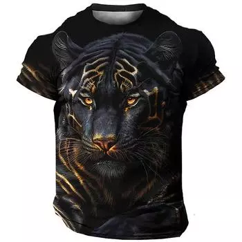 Summer Casual Mens Animal Pattern T Shirt Oversized Men s T-Shirt 3D Tiger Print Tees Tops Streetwear Quick Dry Fashion Clothes 6XL