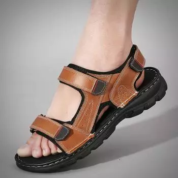 Summer Casual Open-toed Men s Sewn Beach Sandals 38 чёрный