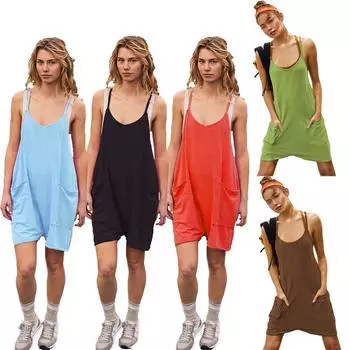 Summer Casual Pure Cotton High-End Fitness Outerwear Quick Drying Exercise Yoga Suit Jumpsuit S хаки