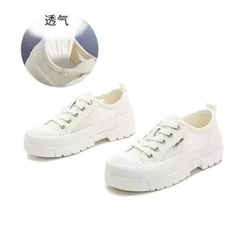 Summer casual single shoes women 2025 new versatile round head lace-up little white shoes women fashion comfortable sports board shoes women 35
