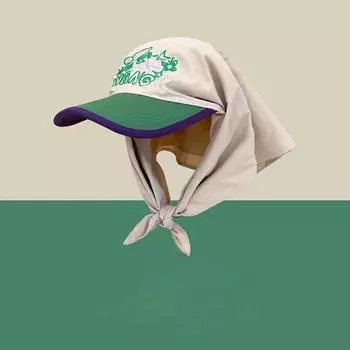 Summer casual versatile straps cap men s tide 2025 new niche letter embroidery contrasting color headscarf hat children M56-58cm бежевый