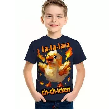 Summer Chicken 3D Print T-shirts Daily Leisure Street Fashion, Comfortable Short Sleeves Fashion Children s Boy T-shirts 110