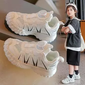 Summer Children s Casual Shoes Girls and Boys Tennis Breathable Mesh Sneakers Non-slip Outdoor White Shoes 26 белый