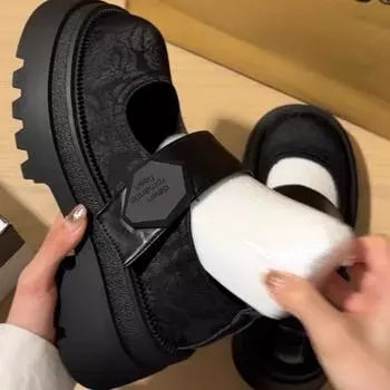 Summer Chunky Women s Mary Jane Shoes 2025 Black Ankle Buckle Ladies High Heels Korean Platform Increased Lolita Shoes De Mujer 35