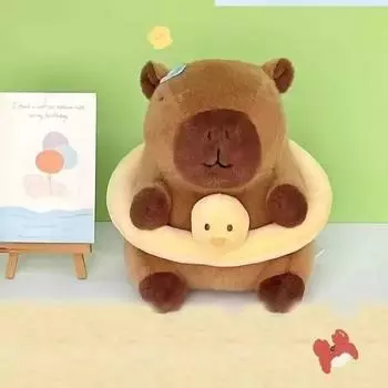 Summer Circle Swimming Coconut Capybara Plush Toy Super Soft Fabric Bedroom Kids