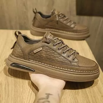 Summer Classic Men s Genuine Leather Shoes Thick Soled Shoes Casual Shoes High-quality Men s Oxford Shoe Outdoor Sports Shoes 39 чёрный