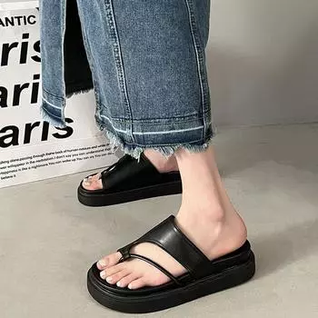 Summer Clip Toe Women Slipper Fashion Comfort Platform Slides Ladies Outdoor Beach Sandal Shoes Black Casual Soft Flip Flops 35