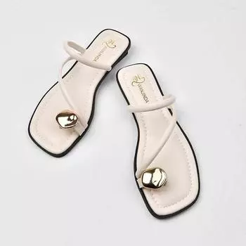 Summer Clip Toe Women Slippers Fashion Elegant Narrow Band Slides Shoes Ladies Casual Outdoor Flats Beach Flip Flops Sandalias 35 бежевый