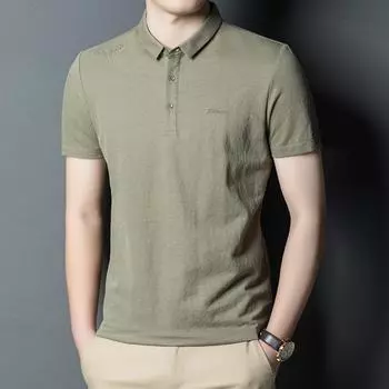 Summer Clothing New Young and Middle-Aged Men s Cotton Short Sleeve T-shirt Korean Style Loose Lapels Thin Polo Shirt Top 165