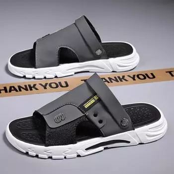 Summer Cool Breathable Sandals 2 in 1 Men s Casual All-match Slippers Comfortable Non-slip Sandals Male Walking Outdoor Footwear 39 бежевый
