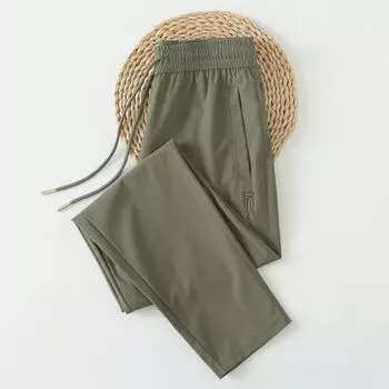 Summer Cool Breathable Thin Women s Plus Size Ice Silk Leggings Mustard Green 2XL code pants