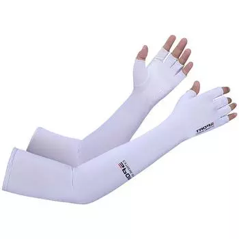 Summer Cool Sun Protection Oversleeve Men s and Women s Long Ice Silk Thin Gloves UV Protection Arm Sleeves Sports Sleeves Letter White Long half-finger ice sleeve All yards