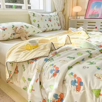 Summer Cooling Comforter Lightweight Air-condition Quilt Breathable Blanket Soft Cooling Comforter Autumn Thin Quilt Bed Duvet 150x200cm-1pc