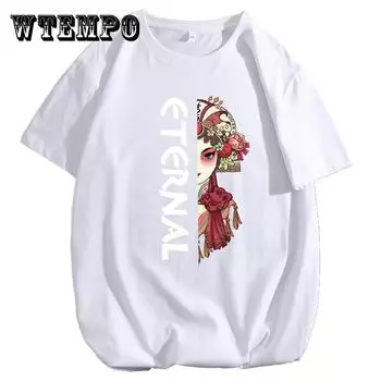 Summer Cotton T-shirt Beijing Opera Print Retro Tees Men O-neck Short Sleeve Thin Shirt Trendy Casual Loose Pullover XXXL розовый