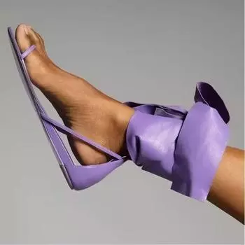 Summer Crystal Ankle Strap Women Flat Slide Sandals Pointed Toe Fashion Bridals Evening Dress Party Lady Shoe Sandals 35 чёрный