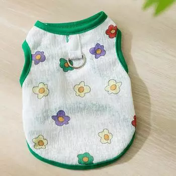 Summer cute full of small flower dog vest breathable mesh can pull small dog cat pet clothes S (recommended weight 3-2.5 kg)