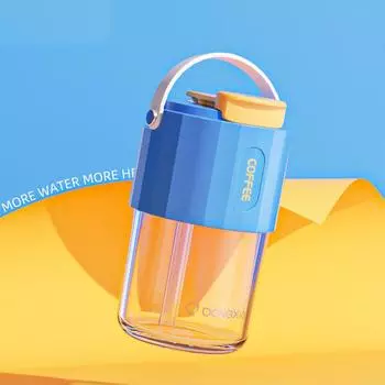 Summer Cute Water Bottle Portable Travel Mini Coffee Cup Children Student Plastic Tritan Water Bottle with Straw Free Shipping 400ml белый