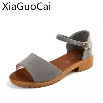 Summer Cutout One-line Buckle Women Flat Sandals Shallow Rubber Female Sandals Cover Heels Peep Toe Sandals 5 чёрный