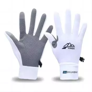 Summer Cycling Gloves Mountain Bike Men and Women Full Finger Sun-Proof and Breathable Thin Bicycle Riding Shock-Absorbing Wear-Resistant Touch Screen Iceberg (white) L