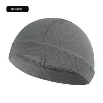 Summer Cycling Sunscreen Ice Silk Small Hat Electric Motorcycle Helmet Liner Cool Feeling Head Cover Quick-Drying Sweat Absorbent Headscarf Face Towel [Cycling cap] dark gray-Ice Silk quick-drying