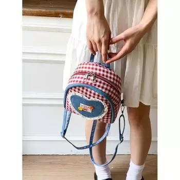 Summer Denim Backpack Women s Bag 2025 New High-Grade Light Luxury Niche Design Sense Korean Series Super Hot Backpack Red