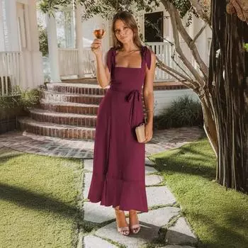Summer Elegant Fashionable Temperament Slit Dress Women s French High-end Dresses S
