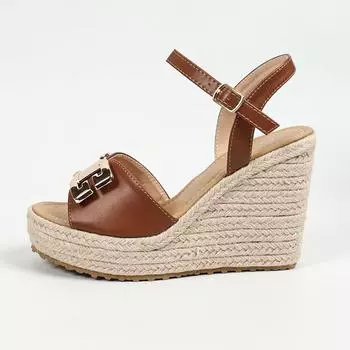 Summer Espadrille Platform Wedges Sandals Metal decoration Fashion Leisure Comfy Women Shoes Sandals 36