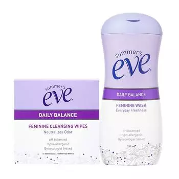 Summer Eve Daily Balance Feminine Wash Женское очищающее средство 237 мл + Очищающие салфетки 16 шт, 1 набор, 237 мл
