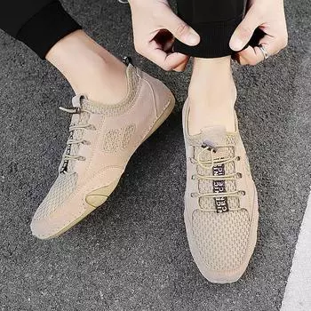 Summer explosion 2025 Doudou men s shoes leather breathable mesh casual outdoor lazy shoes personalized trendy male octopus 38 серый