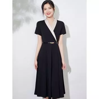 Summer Fancy Slim Fit Black Dress Suit Collar Black M