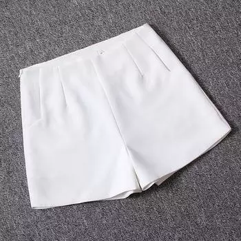 Summer Fashion A- line Versatile Solid Color Casual Wide Leg Pants White M