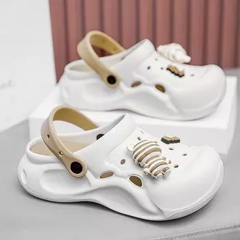 Летние модные пляжные сандалии для пар, повседневные дышащие тапочки, женская садовая обувь 36 чёрный