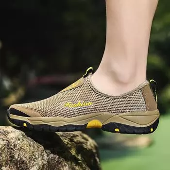 Summer Fashion Casual Beach Shoes Men Mesh Breathable Flat Shoes Sneakers Comfortable Sneakers Zapatos De Hombre Envo Gratis 43 хаки