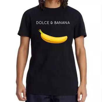 Летняя мода Dolce Banana Print Женские футболки Повседневные дышащие топы Свободные хлопковые футболки с коротким рукавом XS