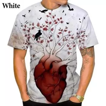 Summer Fashion Funny 3D Heart Printed T-shirt New Trend Wear Everyday Full Matching Personality Short Sleeve Top T-Shirts S