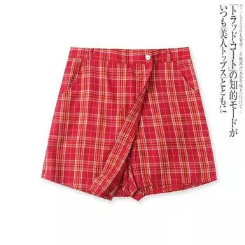 Summer Fashion High Waist Slimming Casual Pantskirt Red Cafe White S