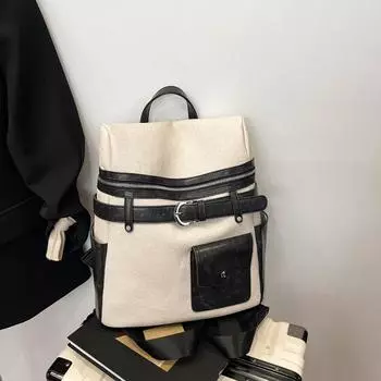 Summer fashion large-capacity bag women s new retro backpack versatile shoulder backpack бежевый