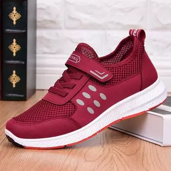 Summer Fashion Men Casual Shoes New Elderly Walking Sneakers Comfortable Mesh Breathable Sneakers Casual Walking Non-slip Shoes 8 красный