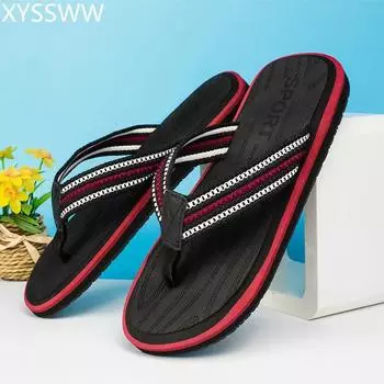 Летние модные мужские шлепанцы, пляжные сандалии для мужчин, тапочки на плоской подошве, нескользящая обувь, мужские сандалии, большие размеры 40-45 7