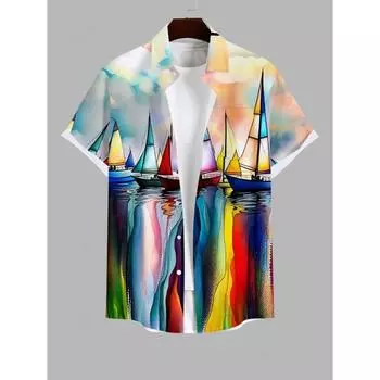 Summer Fashion Men s Hawaiian Shirt 3D Printing Short Sleeved Button Down Lapel Shirts Oversized Tops Casual Aloha Shirts S