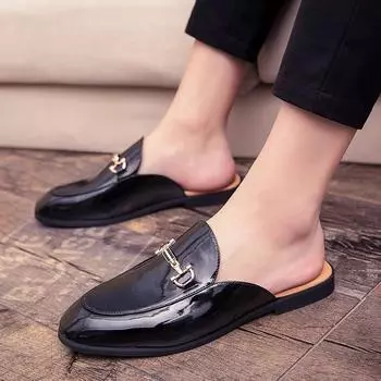 Летняя мода Muller Shoes Мужские полуботинки-лоферы Дышащие мужские повседневные тапочки Плоская мужская обувь Легкая и удобная обувь 39 чёрный